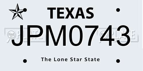 JPM0743 Texas License Plate