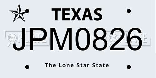 JPM0826 Texas License Plate