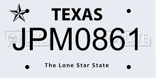 JPM0861 Texas License Plate