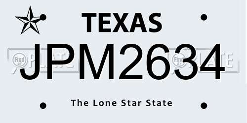 JPM2634 Texas License Plate