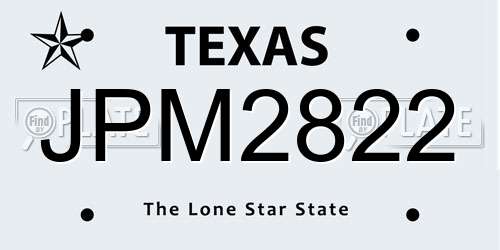 JPM2822 Texas License Plate