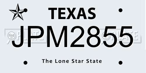 JPM2855 Texas License Plate