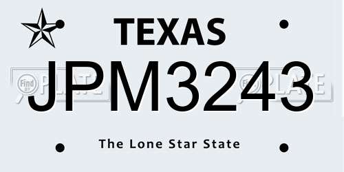 JPM3243 Texas License Plate