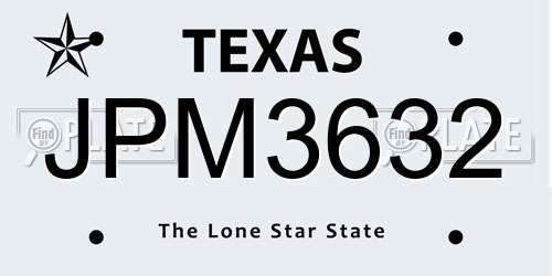 JPM3632 Texas License Plate