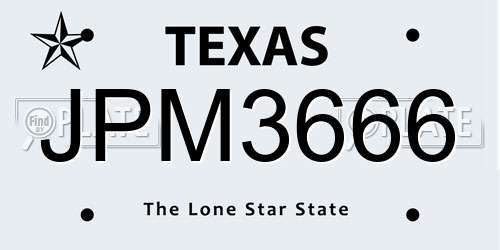 JPM3666 Texas License Plate