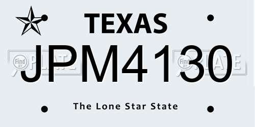 JPM4130 Texas License Plate