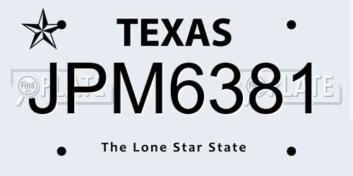 JPM6381 Texas License Plate