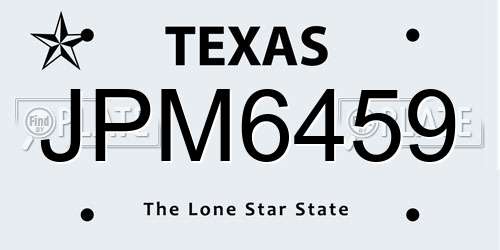 JPM6459 Texas License Plate