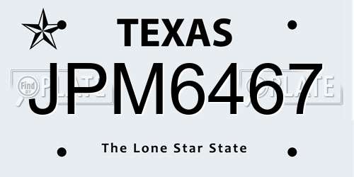 JPM6467 Texas License Plate