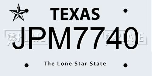 JPM7740 Texas License Plate