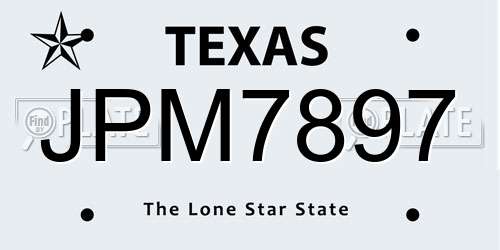JPM7897 Texas License Plate