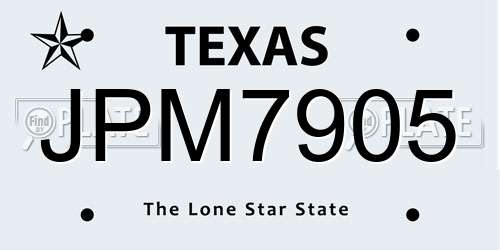 JPM7905 Texas License Plate