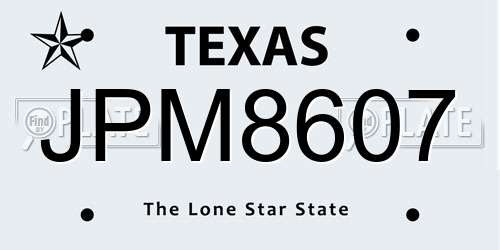 JPM8607 Texas License Plate