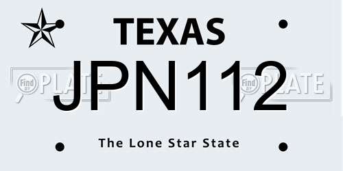 JPN112 Texas License Plate