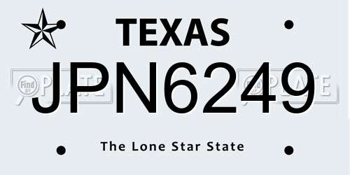 JPN6249 Texas License Plate