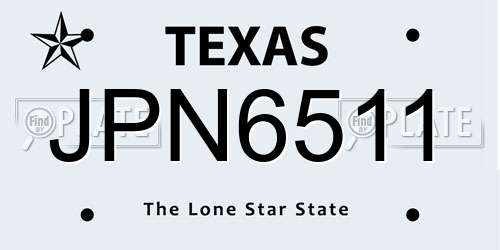 JPN6511 Texas License Plate