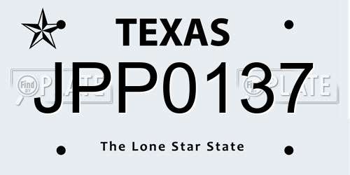 JPP0137 Texas License Plate