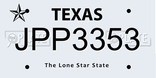 JPP3353 Texas License Plate