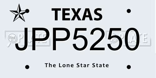 JPP5250 Texas License Plate
