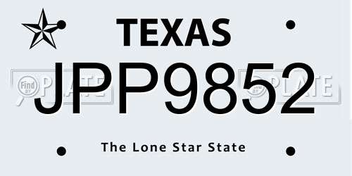 JPP9852 Texas License Plate