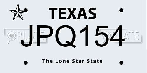 JPQ154 Texas License Plate