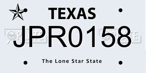JPR0158 Texas License Plate