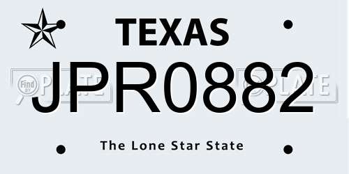 JPR0882 Texas License Plate