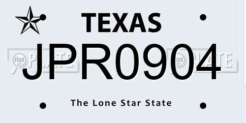 JPR0904 Texas License Plate