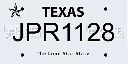 JPR1128 Texas License Plate