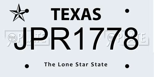 JPR1778 Texas License Plate
