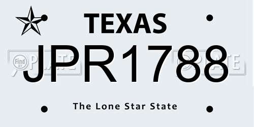 JPR1788 Texas License Plate