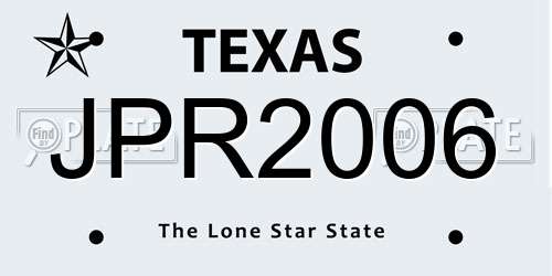 JPR2006 Texas License Plate