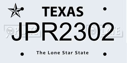 JPR2302 Texas License Plate