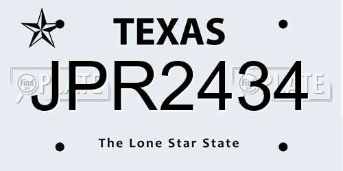 JPR2434 Texas License Plate