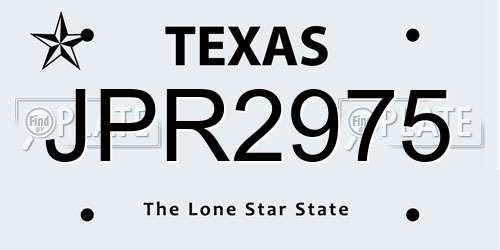 JPR2975 Texas License Plate