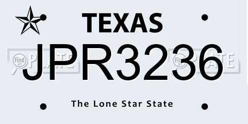 JPR3236 Texas License Plate