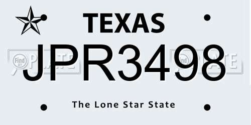 JPR3498 Texas License Plate