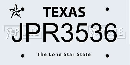 JPR3536 Texas License Plate