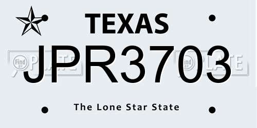 JPR3703 Texas License Plate