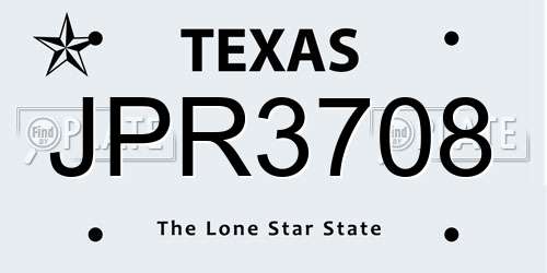 JPR3708 Texas License Plate