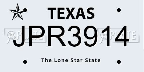 JPR3914 Texas License Plate