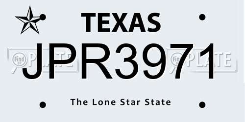 JPR3971 Texas License Plate