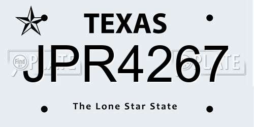 JPR4267 Texas License Plate