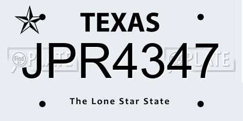 JPR4347 Texas License Plate