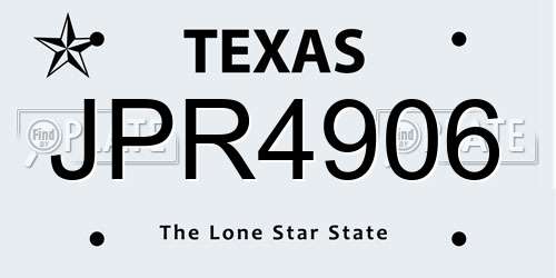 JPR4906 Texas License Plate