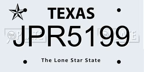 JPR5199 Texas License Plate