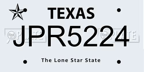 JPR5224 Texas License Plate