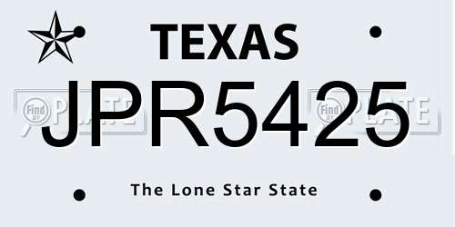 JPR5425 Texas License Plate