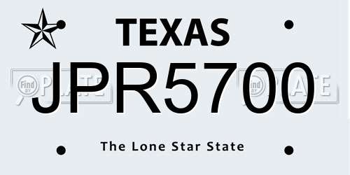 JPR5700 Texas License Plate