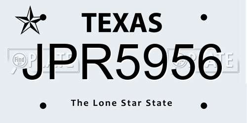 JPR5956 Texas License Plate